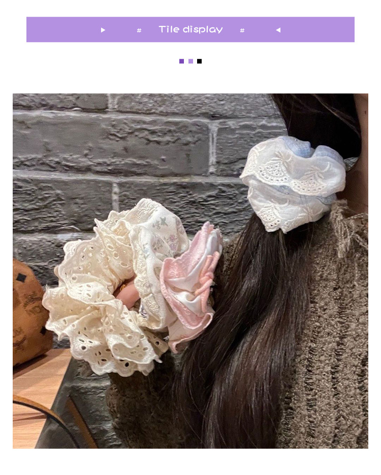 芭蕾风蕾丝大肠发圈女网红2025新款可爱头绳扎头发皮筋丸子头发绳详情17