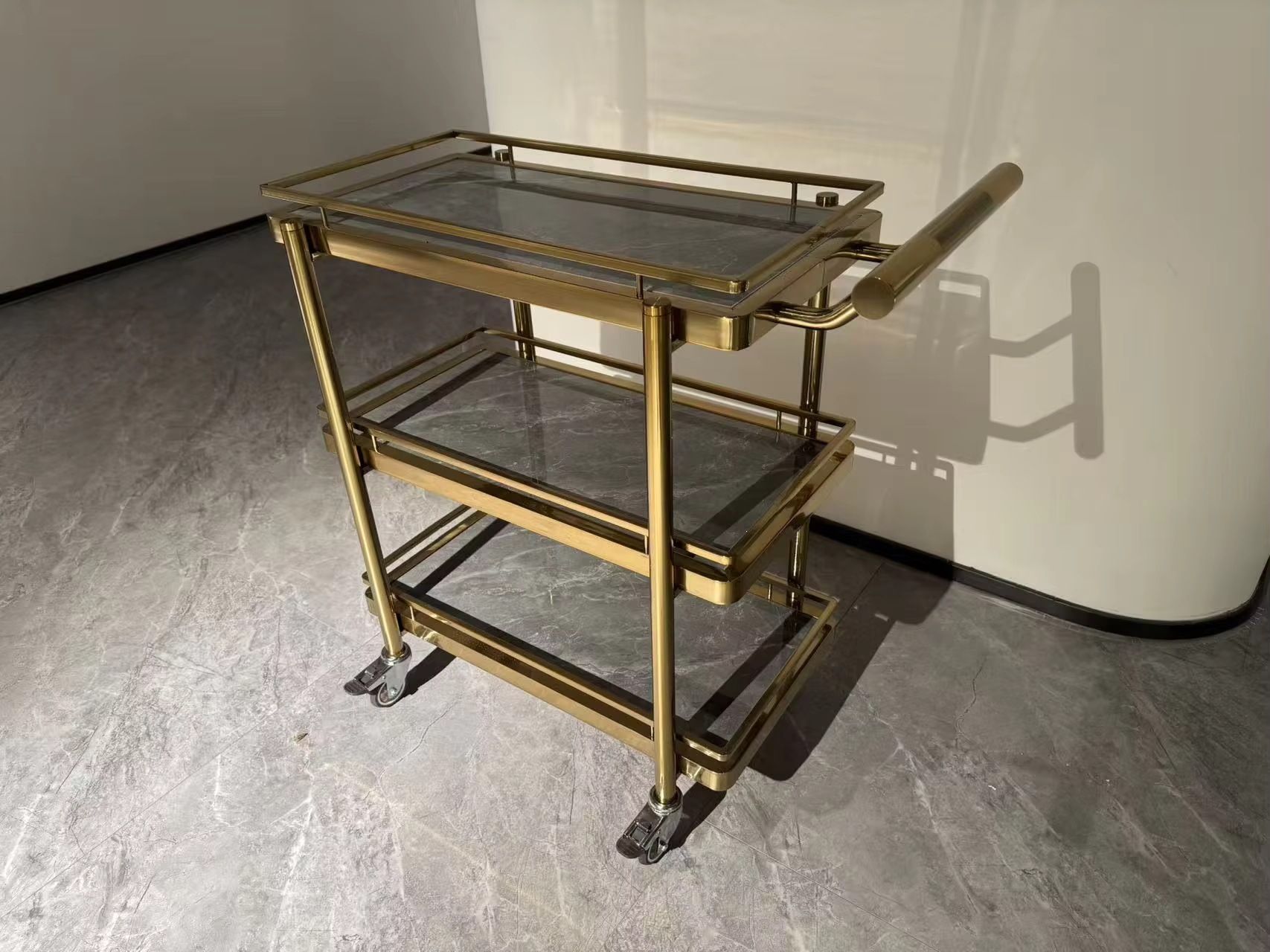 Thickened square tube stainless steel food cart, hotel restaurant food delivery cart, three-layer commercial multi-functional trolley pic 2