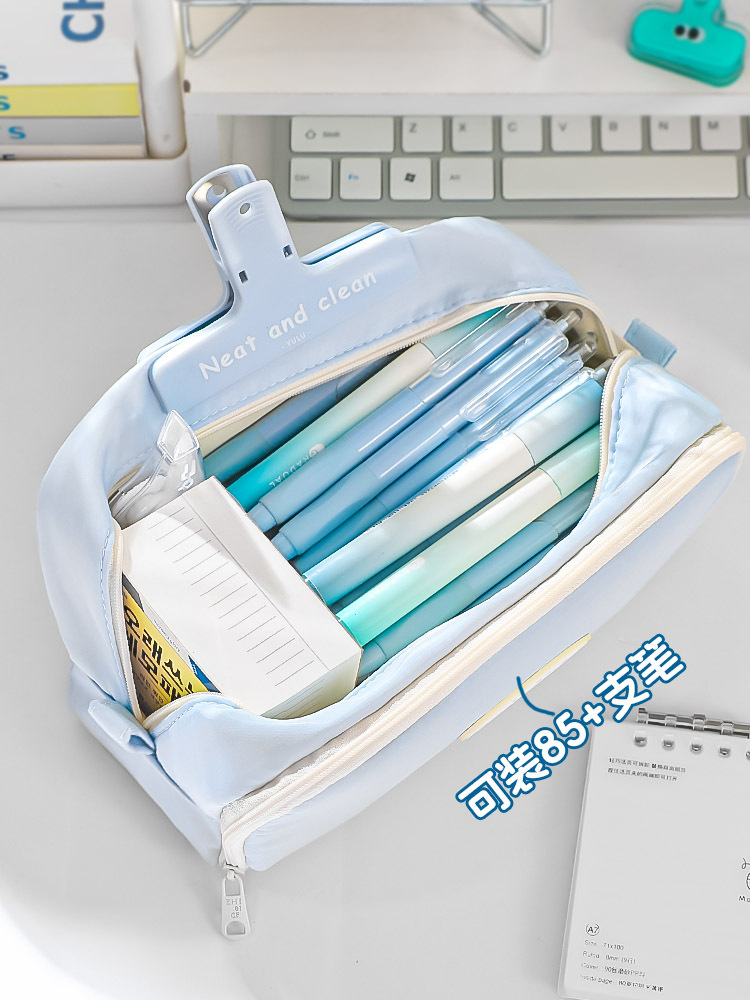 笔袋初中生超大容量铅笔盒小学生高中女生高颜值简约ins风文具盒详情3