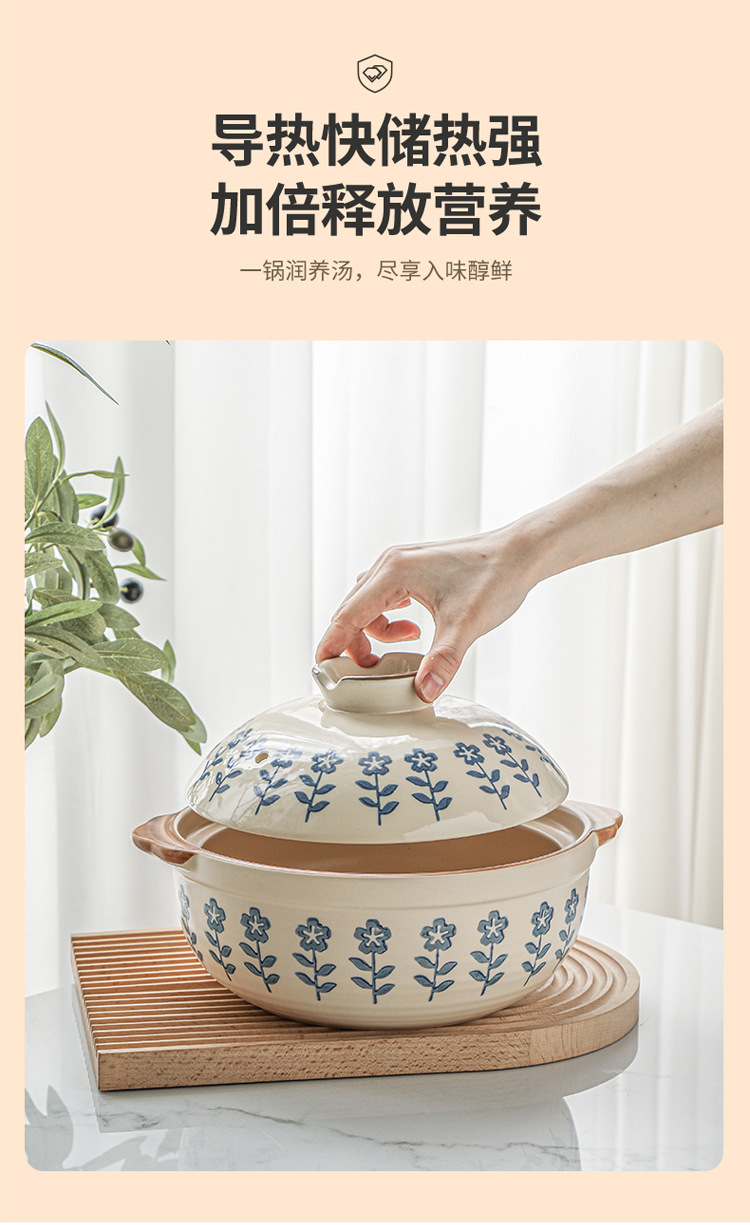 Japanese ceramic 煲仔饭 special clay pot for household wholesale high-temperature resistant gas shallow-mouthed small stewing pot clay pot pic 7