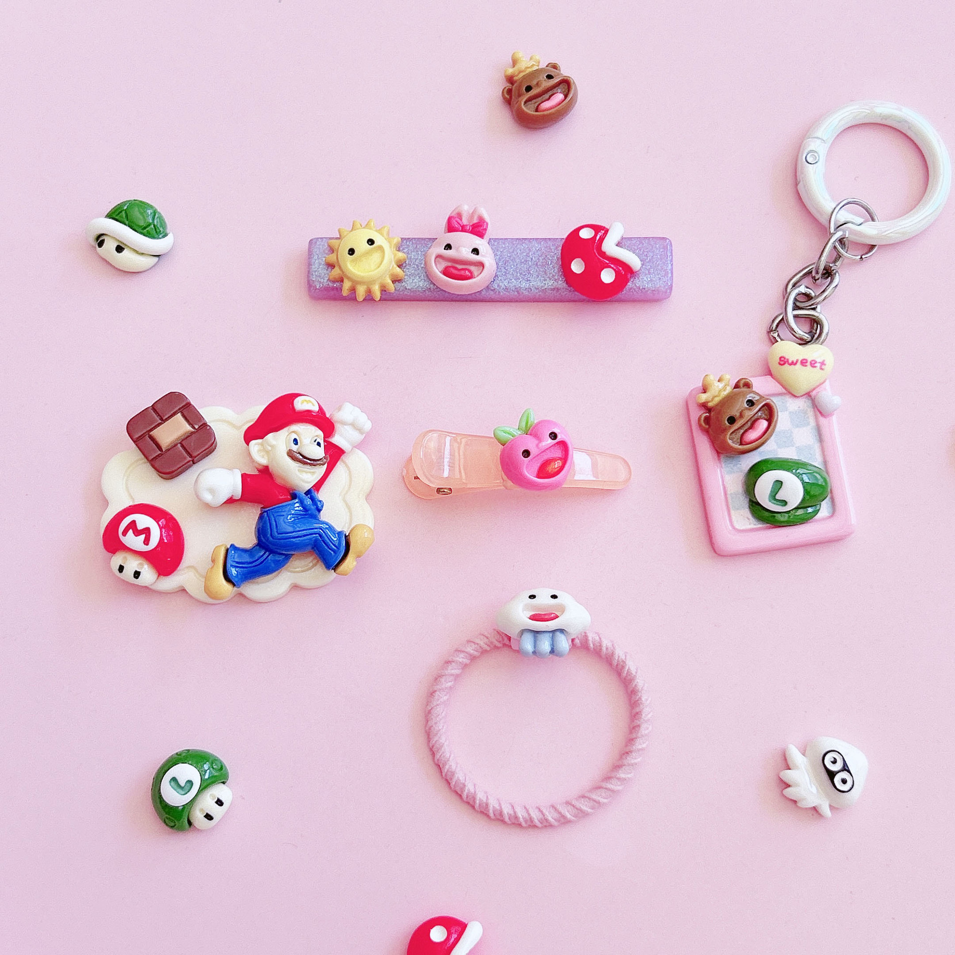 Boutique mini juegos dibujos animados bonecos resina accesorios accesorios diy mano horquillas materiales parches accesorios pic 8