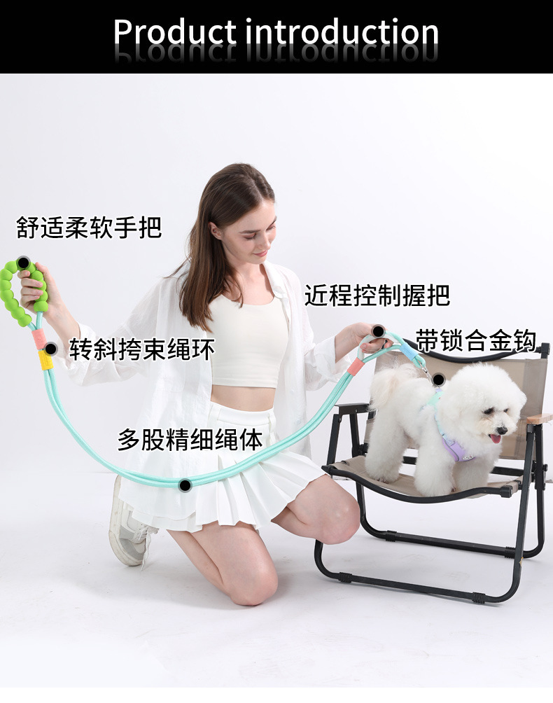 戎咖宠物狗狗宠物双绳一体式可调节防爆冲遛狗绳中大型犬牵引绳通用狗绳宠物牵引绳详情3