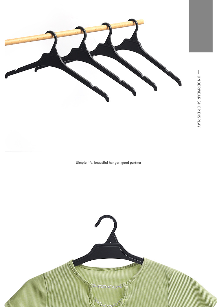 工厂直销无痕塑料衣架服装店专用防滑衣服架子衣挂衣撑防肩角详情5