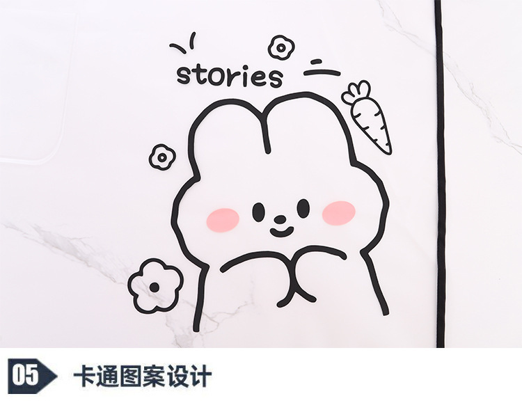 【 Chi Jia 】 Semi-transparent waterproof and oil-resistant TPU apron for women, adjustable tpu cute rabbit print kitchen pic 11