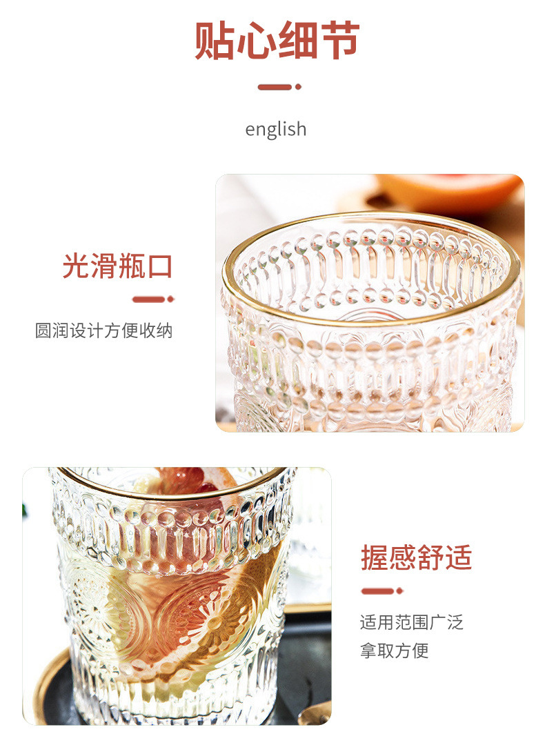 ins风太阳花玻璃杯网红浮雕水杯高颜值咖啡杯伴手礼杯子地推水杯详情6
