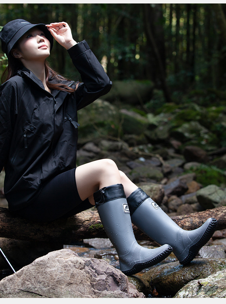 男女款时尚雨靴日系野鸟协会雨鞋户外防水徒步水鞋耐磨防滑雨靴详情11