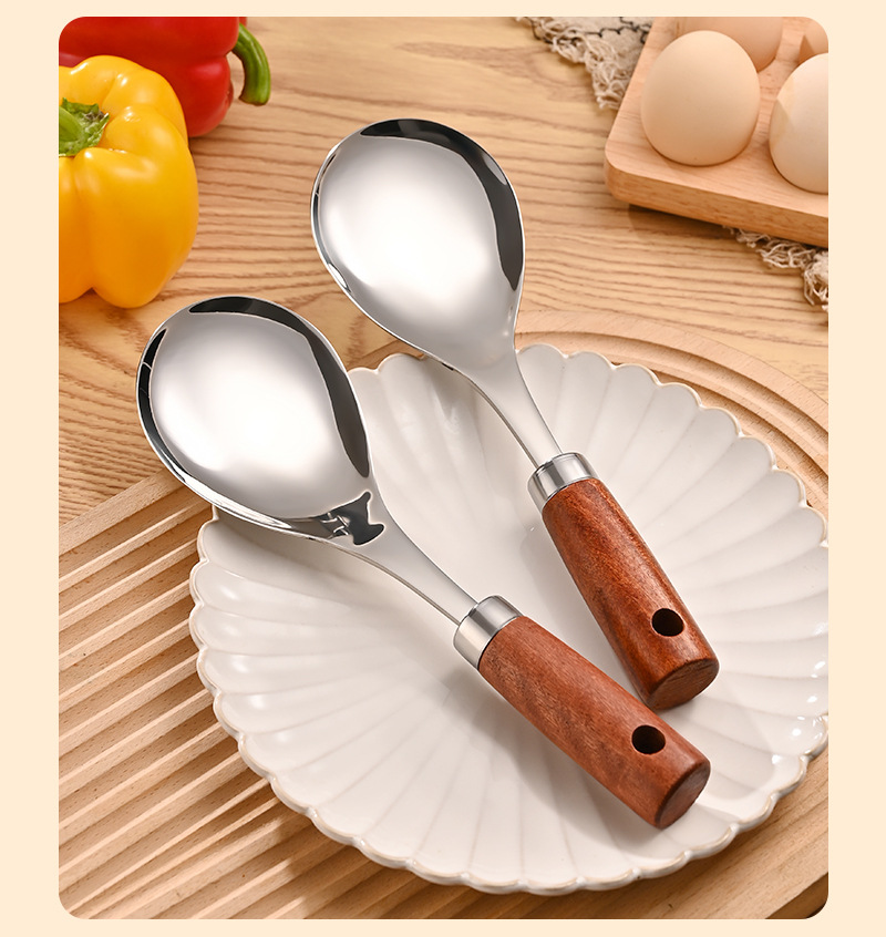 厂家加厚不锈钢饭勺子不粘米饭的饭勺木柄立体家用耐高温套餐勺子详情19