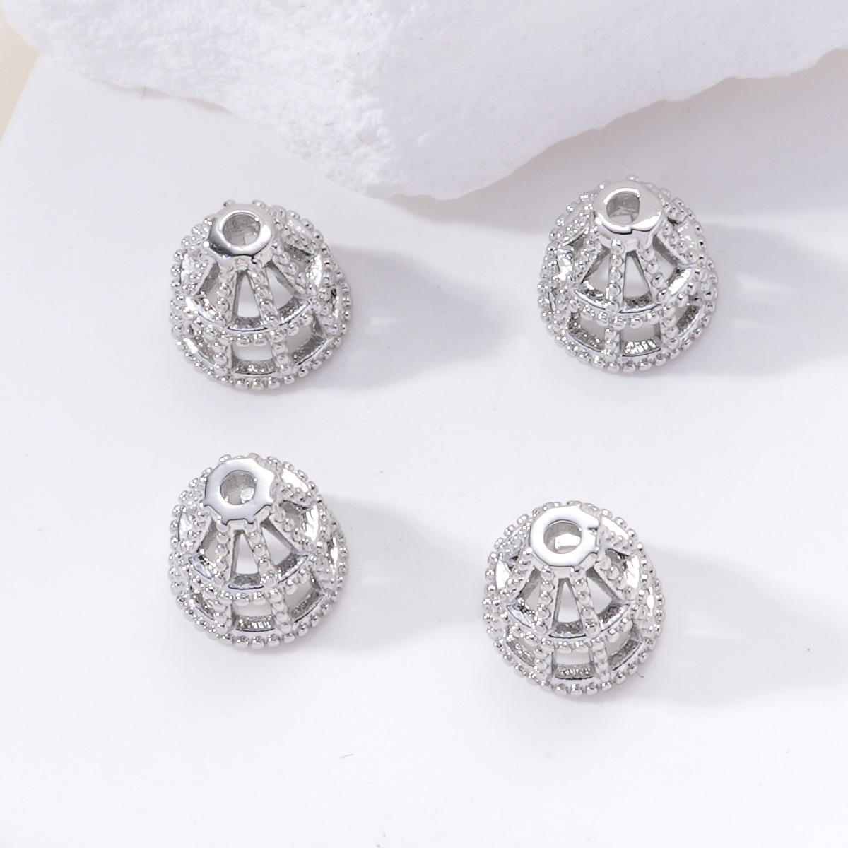 Copper palladium-plated white gold pearl necklace clasp cover sub-bead bracelet sweater pendant DIY accessory pic 7