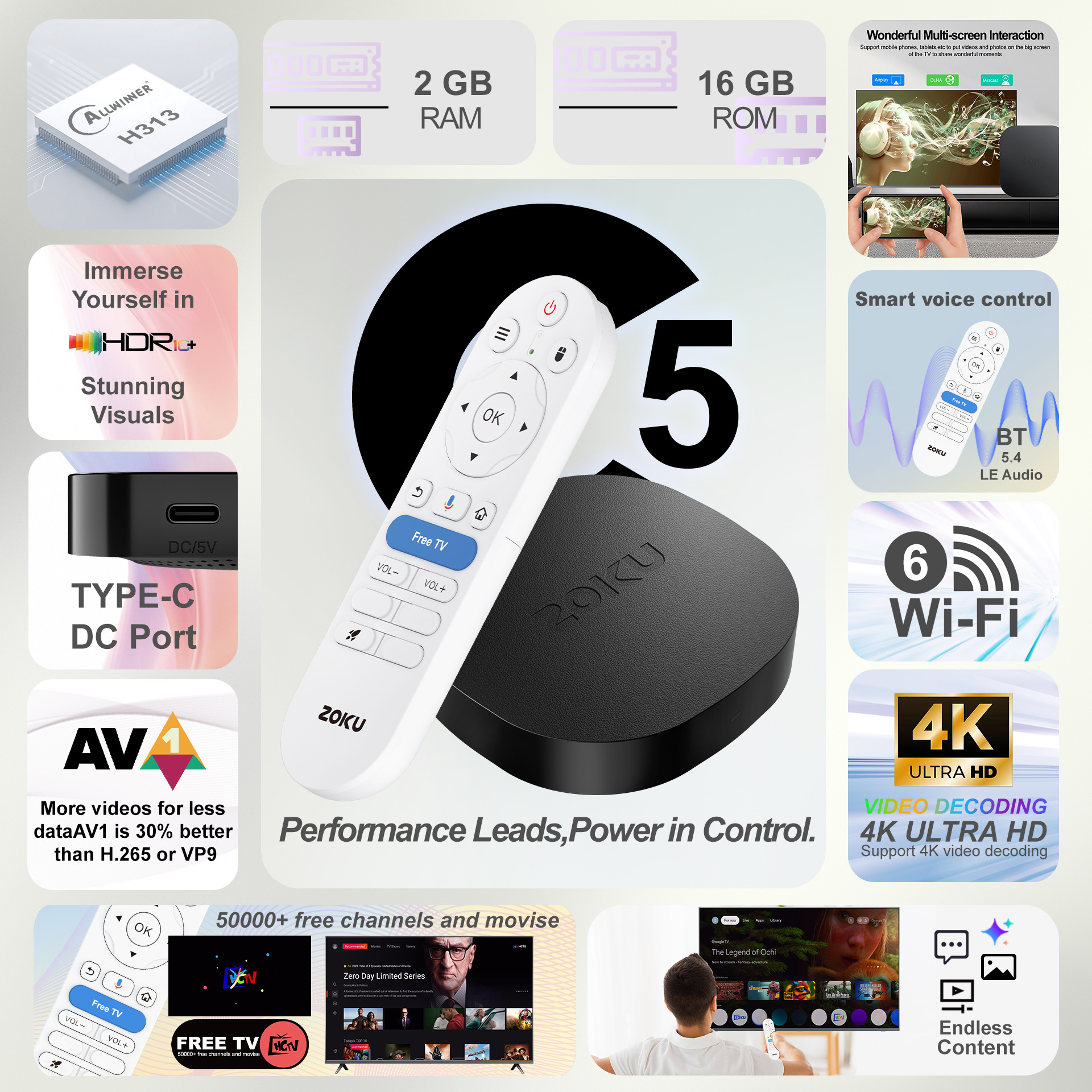The ZOKU 4K Plus smart TV box streaming device supports CarPlay smart home pic 6