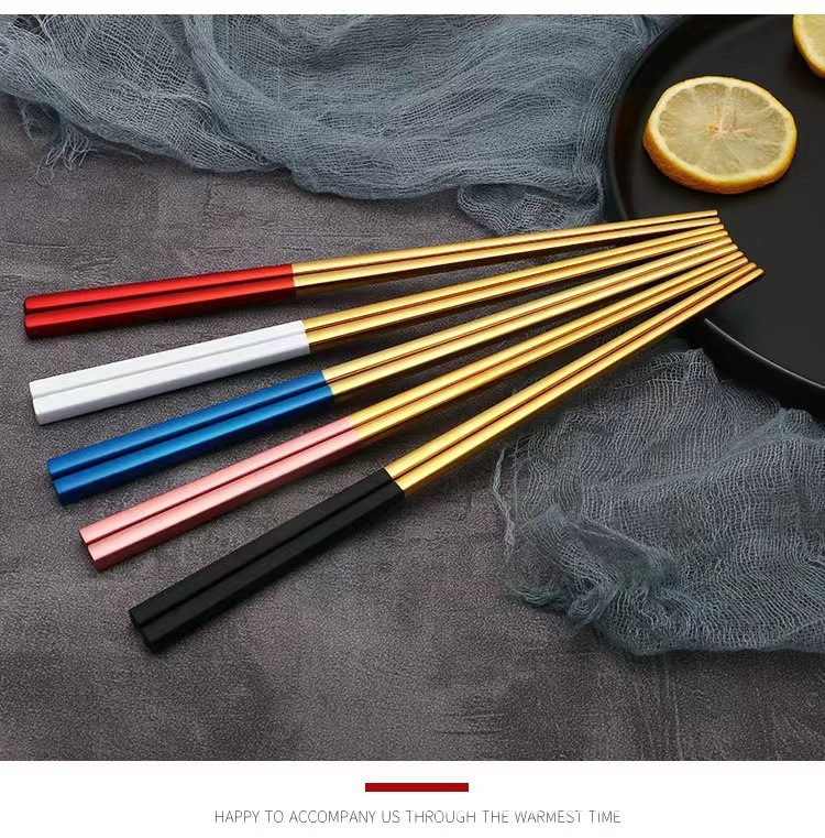 厂家批发304不锈钢筷子镀钛精品中空葡萄牙筷子酒店家用中式公筷详情14