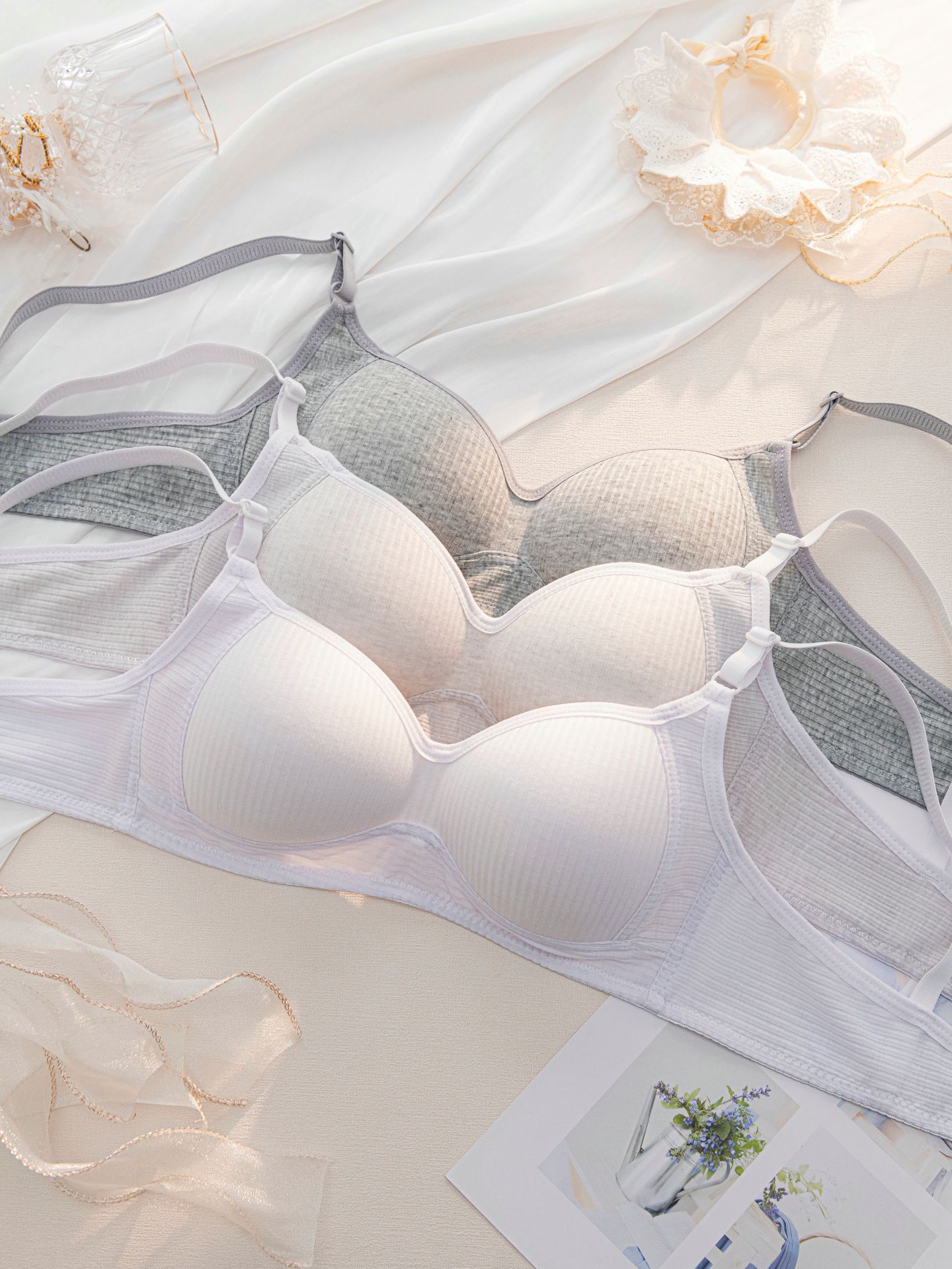 High school adjustable underwear, junior high school student no-wire small chest gathering bra, thin bra for student development girls pic 14