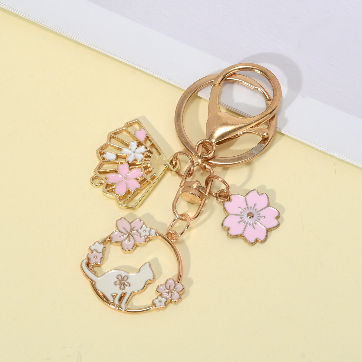创意卡通可爱钥匙扣樱花兔子猫猫 ins背包书包挂件吊坠质感小礼物详情5