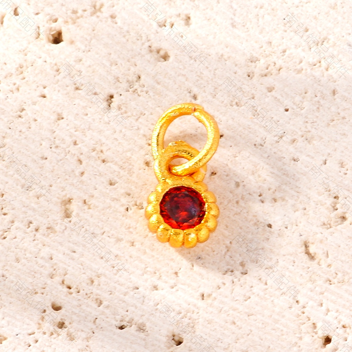 New ancient-style sand gold high-color retention zirconium-inlaid ring pendant, Chinese-style high-end bracelet necklace DIY accessory pic 8