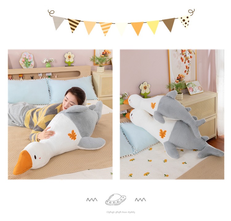 创意鱼鹅抱枕大白鹅毛绒玩具床上超可爱睡觉夹腿搂抱鱼鹅毛绒玩具详情14