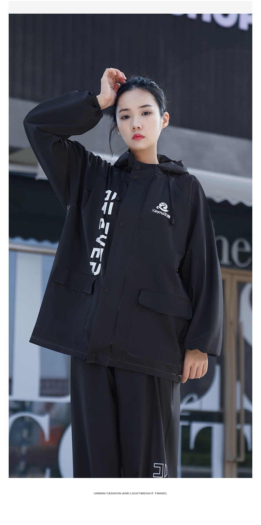 Wholesale raincoat and rain pants set, rainproof for outdoor motorcycles, electric bikes, takeout and riding, reflective split raincoat pic 27