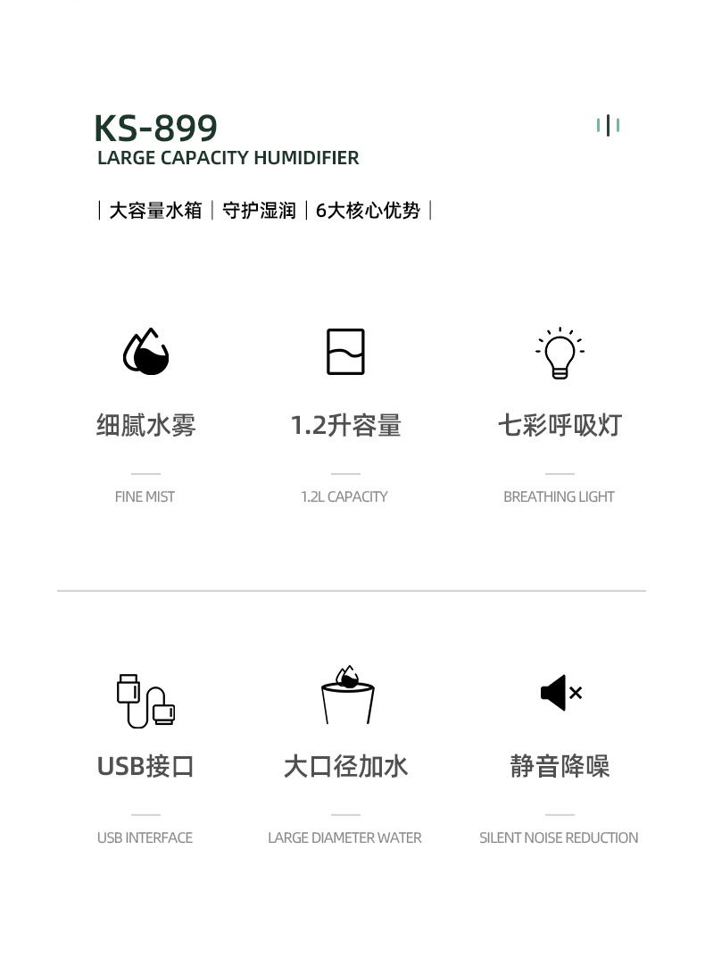 New type of humidifier, home and office silent USB air humidifier, fog volume water replenishment spray machine, factory direct sales M142 pic 2