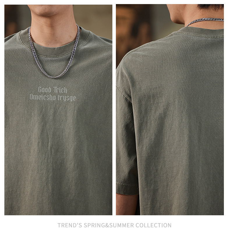 纯棉短袖t恤男士夏季2025新款潮牌复古宽松休闲圆领半袖上衣男款详情18