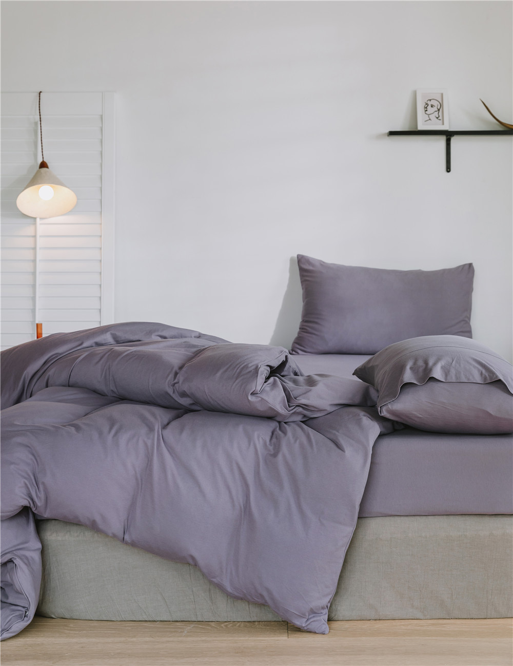 ins Japanese-style solid color all-cotton knitted cotton four-piece set, skin-friendly nude sleeping plain double-layer Indian cotton bed sheet pic 95