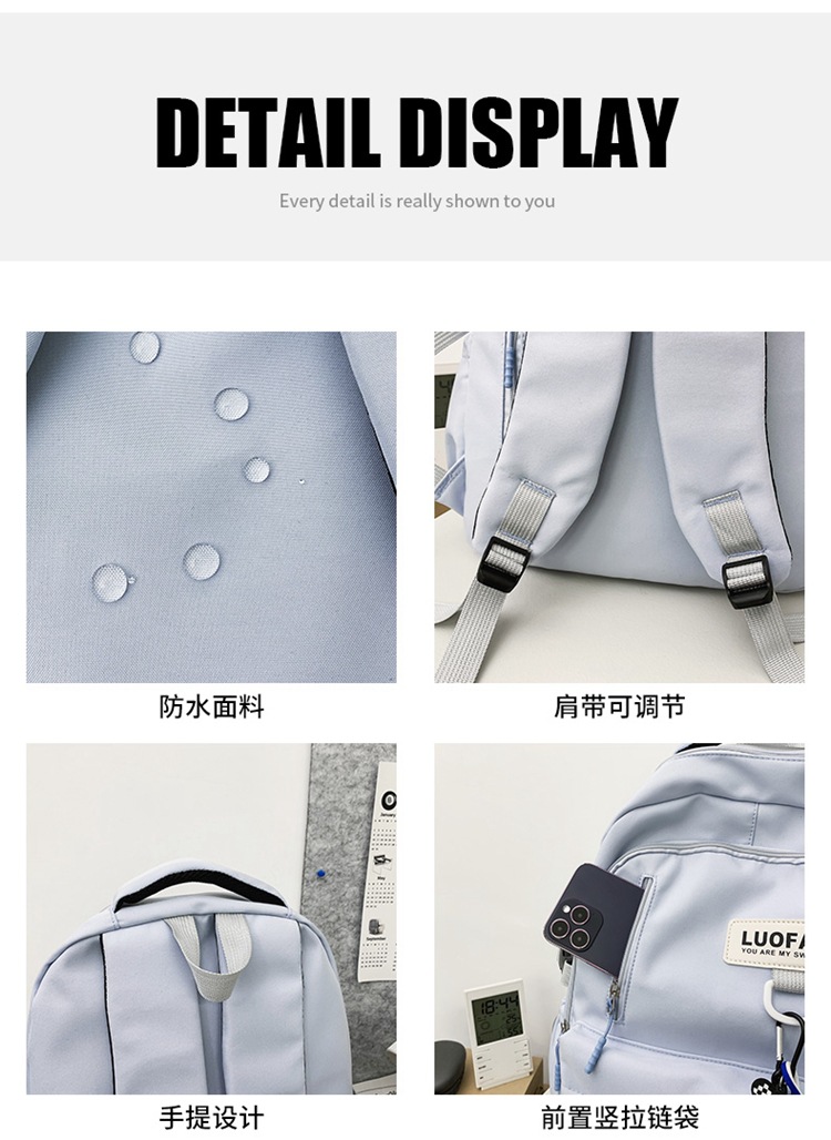 A large-capacity schoolbag for college and high school students, a simple, casual and sporty Korean-style couple backpack pic 12