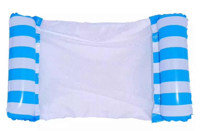 厂家直销网红pvc网吊秋千休闲娱乐条纹多色网吊充气水上浮排详情3