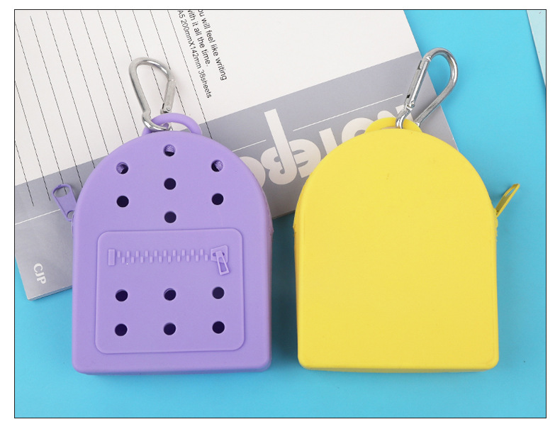 跨境新款硅胶洞洞包创意儿童卡通硅胶零钱包 diy可拆可爱防水包包详情4