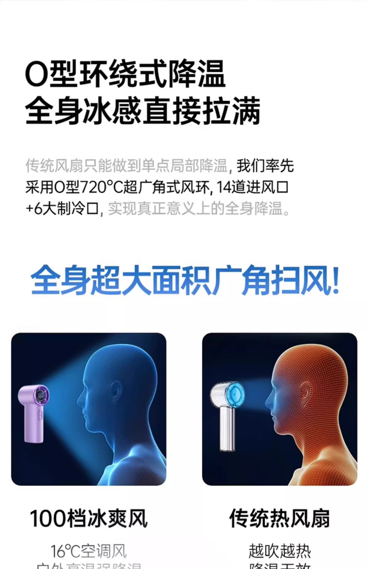 新款高速制冷迷你手持风扇100档户外便携式大功率无线手持小风扇详情11
