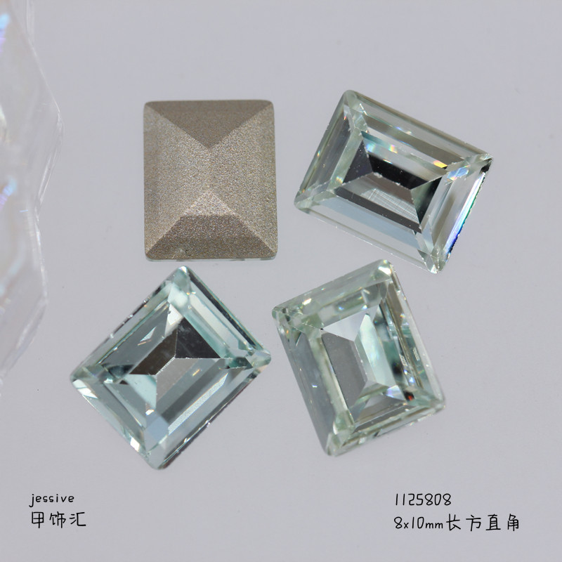 新款饰品K9淡粉蓝多切面尖底钻异形水晶歪心华子同款指甲饰品批发详情14