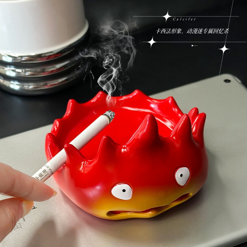 小火焰卡西法烟灰缸家用桌面装饰摆件创意带盖防飞灰烟缸烟蛊摆件详情2