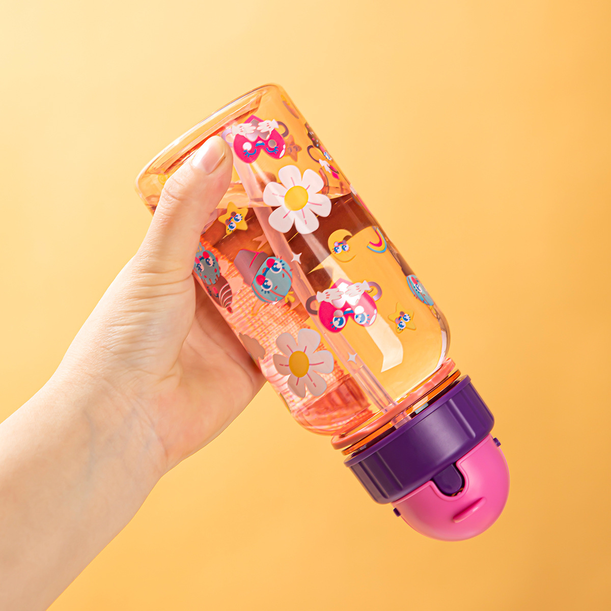 跨境爆款高颜值弹跳盖儿童吸管杯夏天可爱便携带手提卡通学生水杯详情5