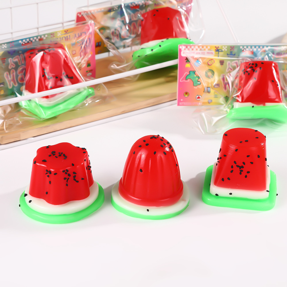 Fun Watermelon Jelly Kneading Fun, a popular imitation pudding, stress-relieving toy, slow rebound, release stress relief, food and play pic 5