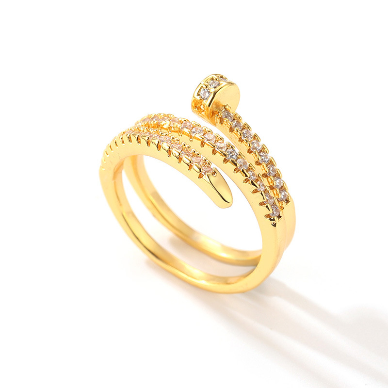 The personalized open-cut nail ring features a light luxury design. The full diamond nail ring is a cold lady's ring that does not fade and is French in style pic 23