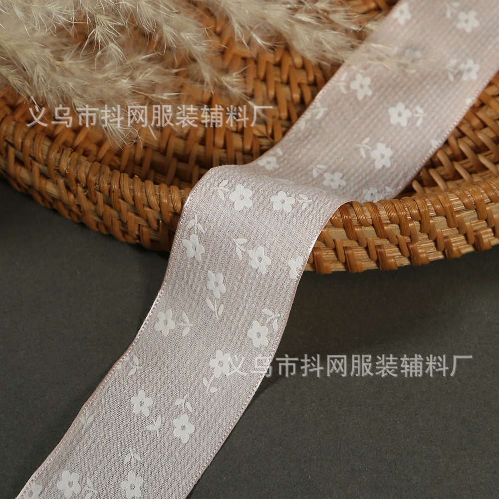 3.8cm double-sided printed tulip handmade DIY bow hair accessory shoes and hats flower gift box packaging strap pic 3