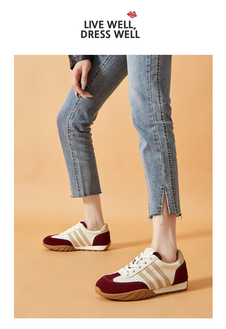 蜜蜂一狼旗舰店高端秋季德训女鞋休闲真皮运动阿甘鞋透气女士潮鞋详情28