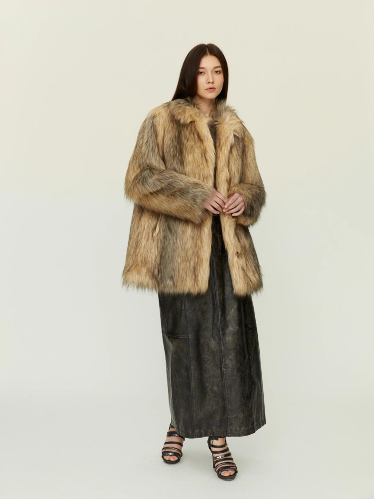 跨境欧美批发代发棕色皮草2025新款海宁韩系环保狐狸毛毛外套女冬详情8