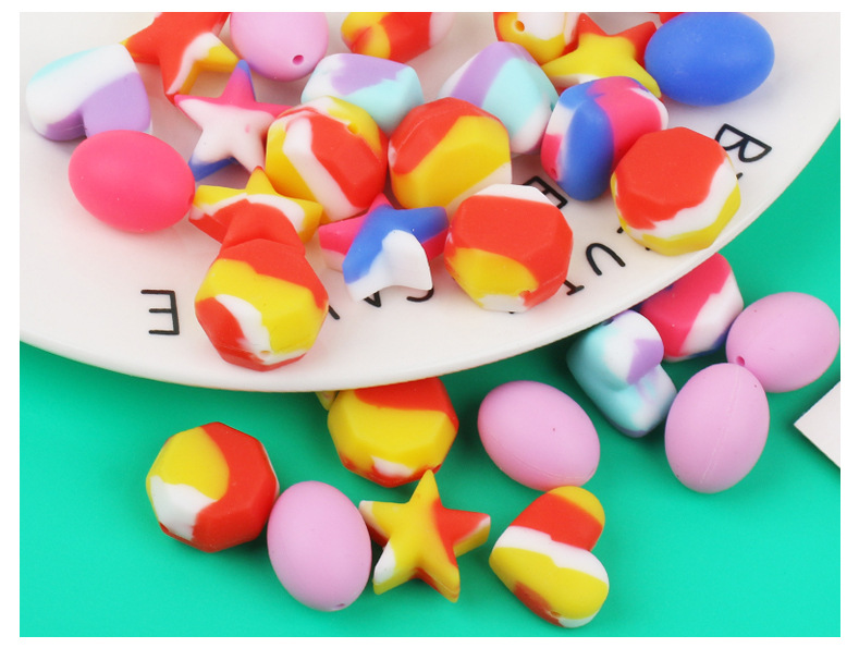 宝宝牙胶用硅胶珠子彩色项链手串手链串珠手工diy儿童饰品配件散详情6