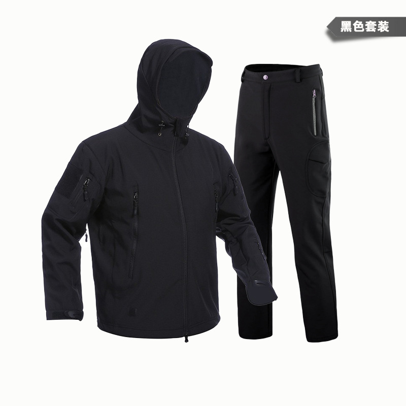 Yitu Tactical Sports Shark Skin Waterproof Soft Shell Down Jacket and Pants Alpha Green Warm Fleece Camouflage Down Jacket Set pic 26