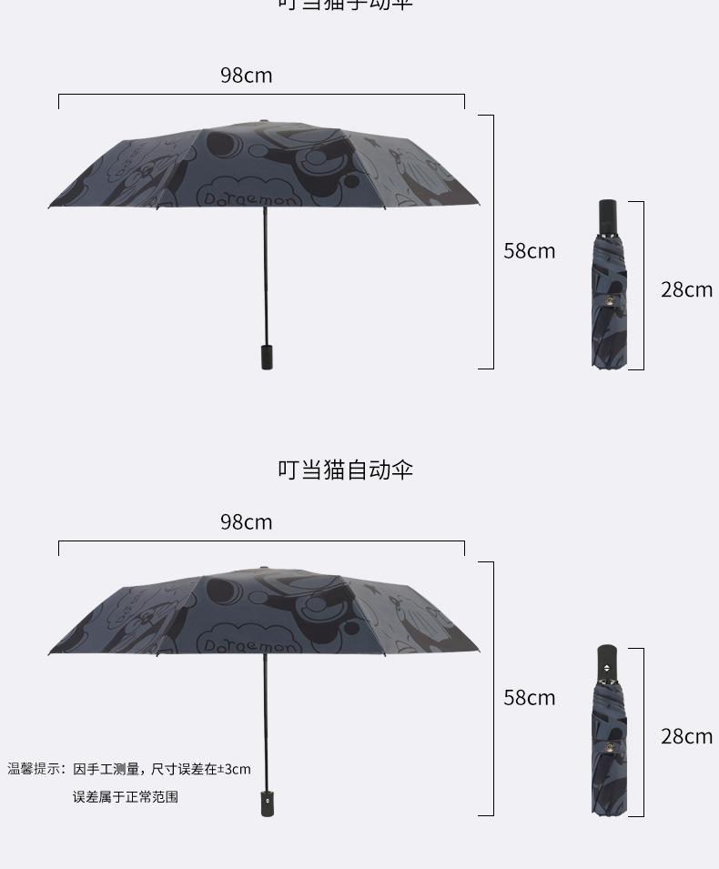 机器猫雨伞防晒防紫外线女遮阳伞晴雨两用太阳伞学生折叠全自动伞详情13