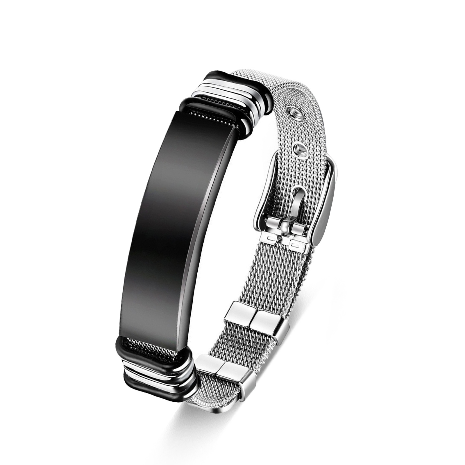 New stainless steel mesh band bracelet for men from Europe and America, adjustable LOGO, personalized couple wrist accessory for men pic 9