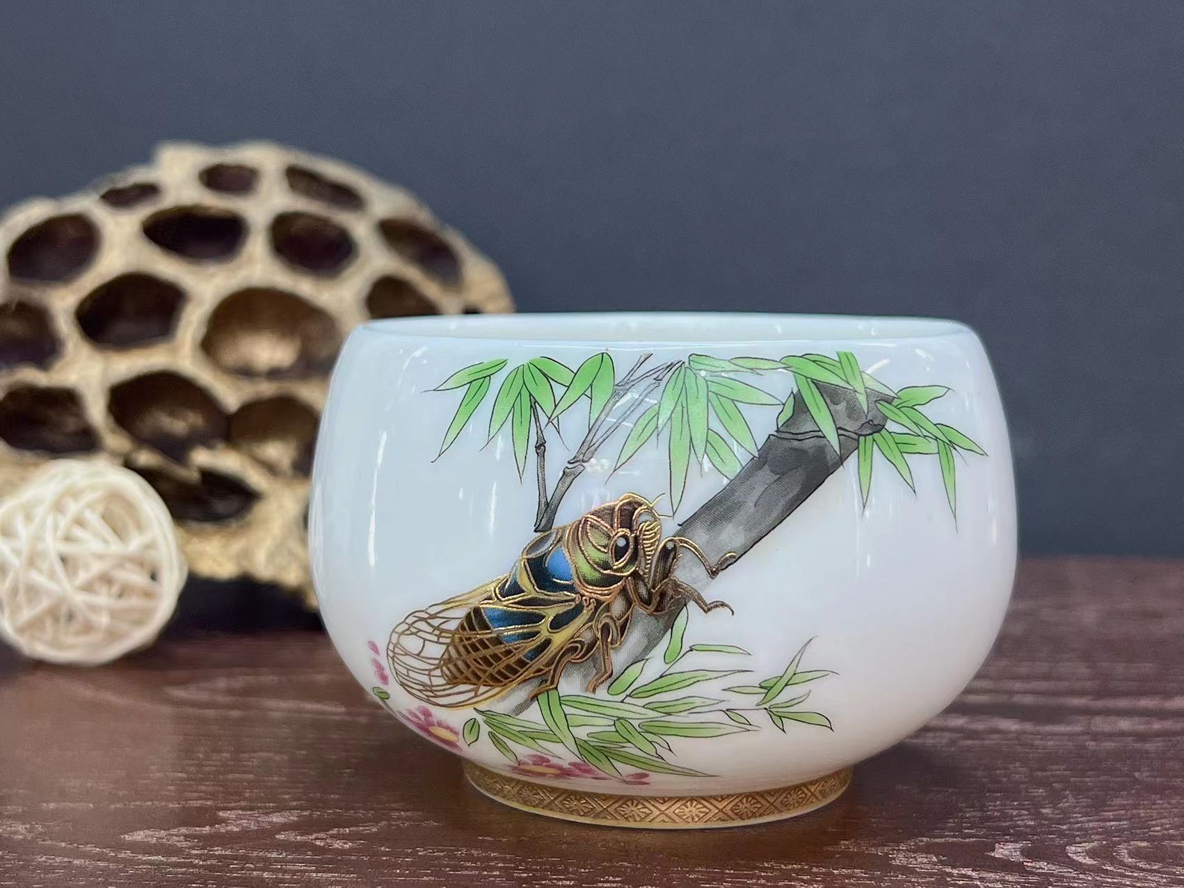 羊脂玉罗汉杯主人杯陶瓷堆金福杯功夫茶茶具品茗杯个人礼品节日详情10