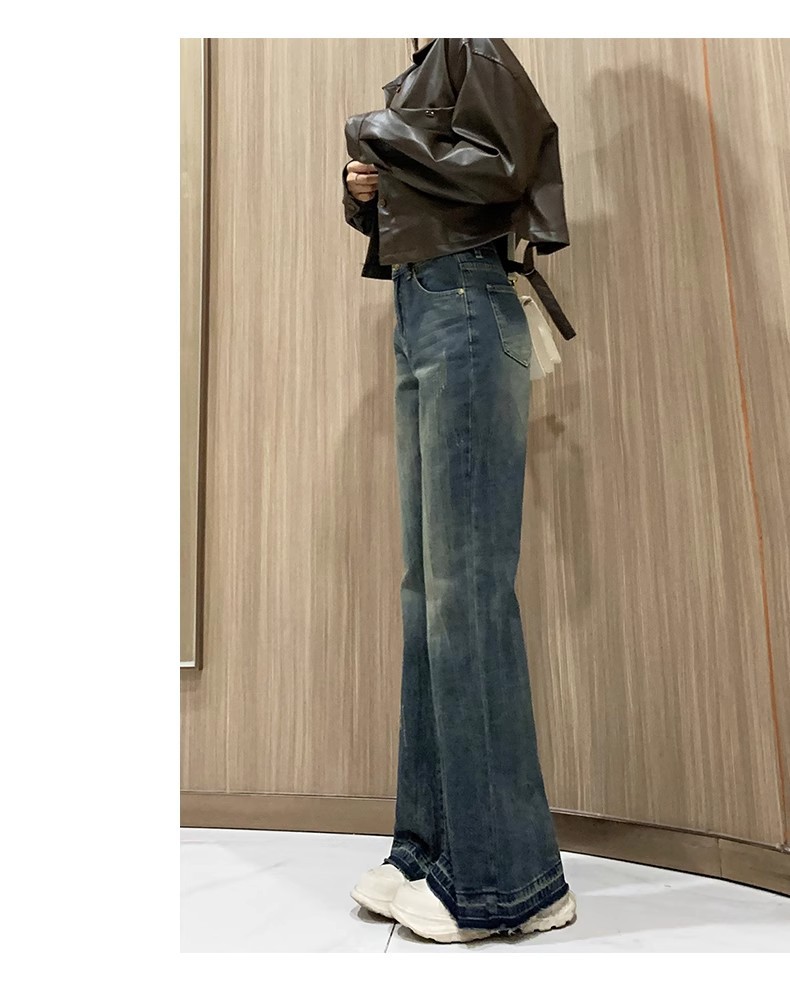 复古微喇牛仔裤女2024年新款高腰显瘦不贴腿休闲阔腿喇叭裤子春秋详情11