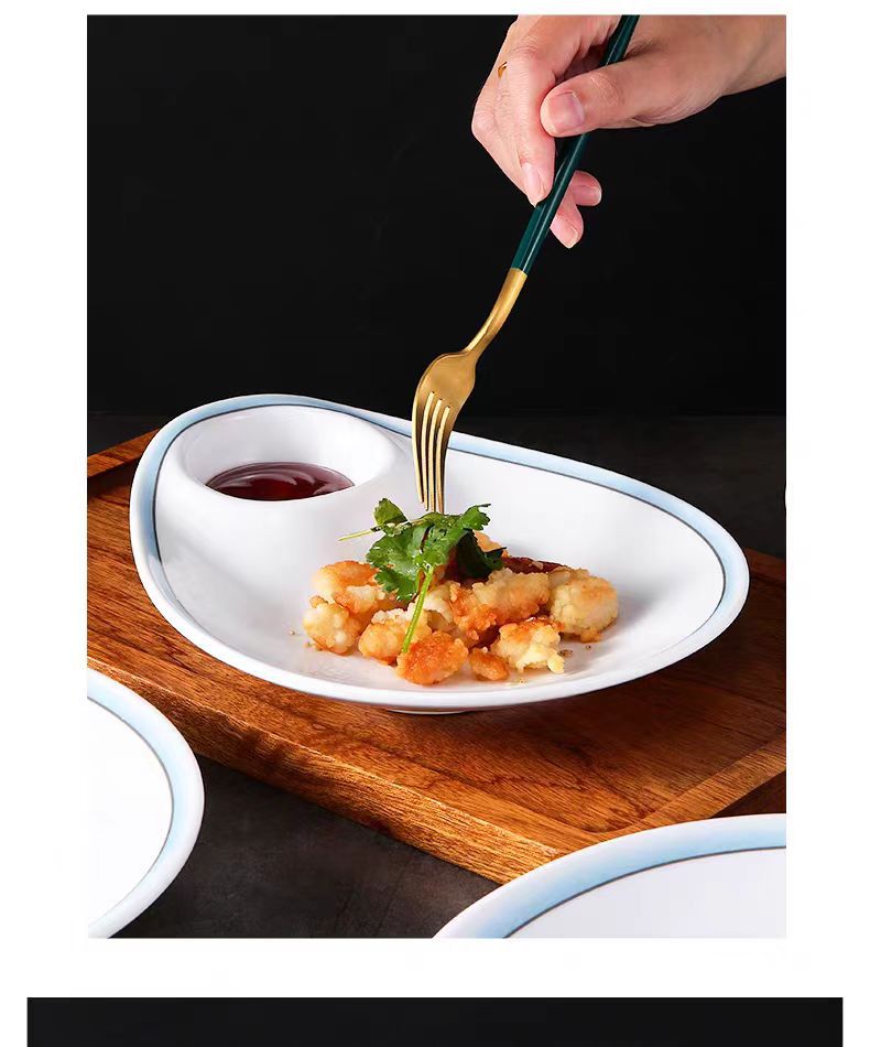 密胺饺子盘子带醋碟仿瓷酒店意境菜创意餐具饭店凉菜盘装虾盘商用详情5