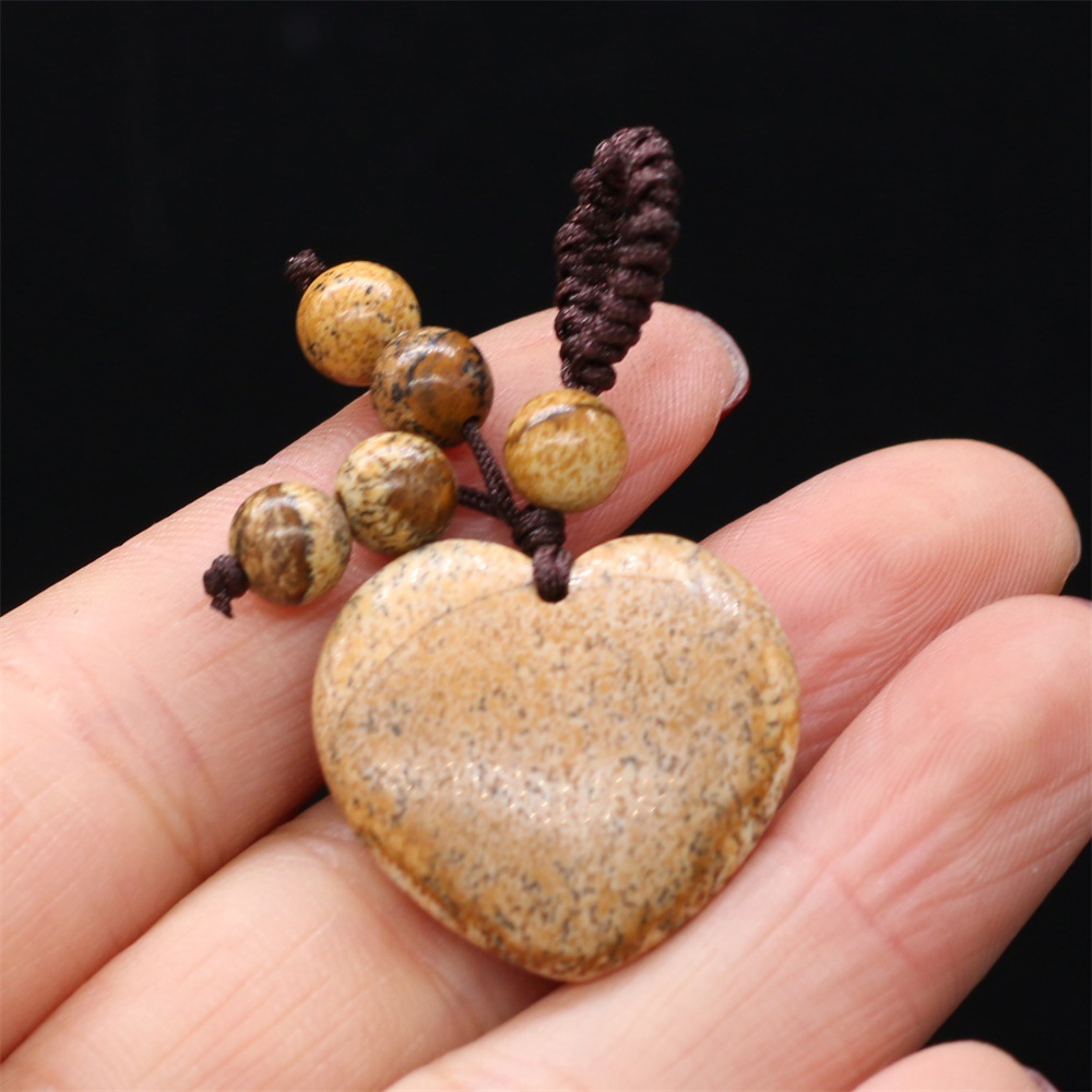 Natural stone heart-shaped semi-precious stone keychain DIY accessory heart-shaped keychain fashion dress accessory chain pic 28