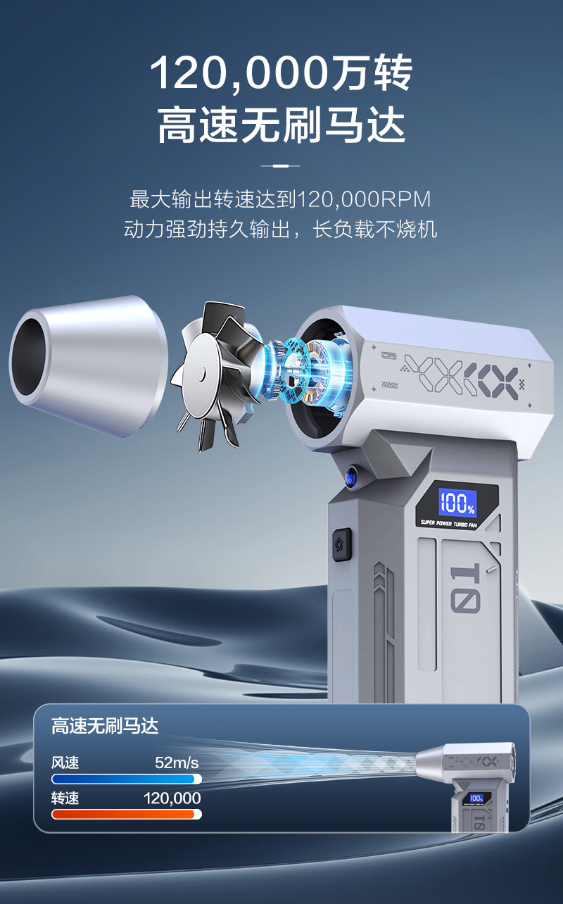 2025年8月新款暴力涡轮风扇暴力风扇高速吹尘器手持便携式吹尘器详情5