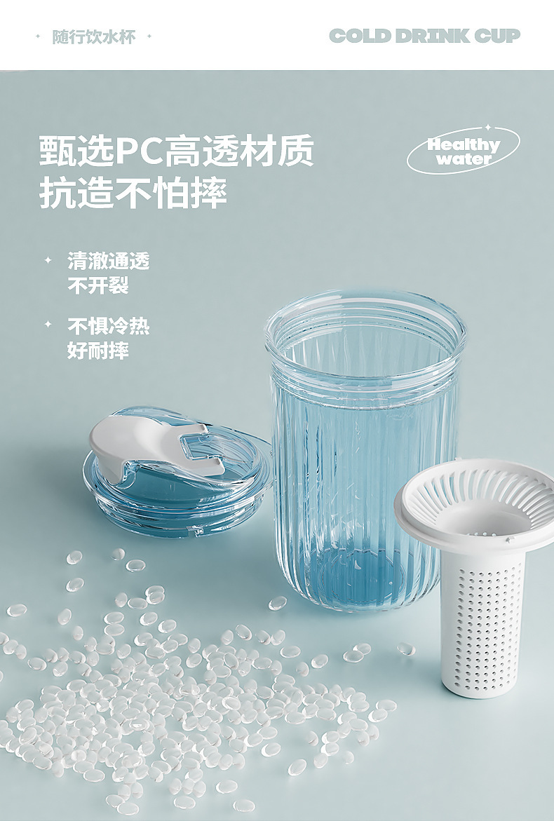 Portable double-drinking cup, plastic, high appearance level, portable water cup, office cup, direct drinking cup, coffee gift cup pic 7