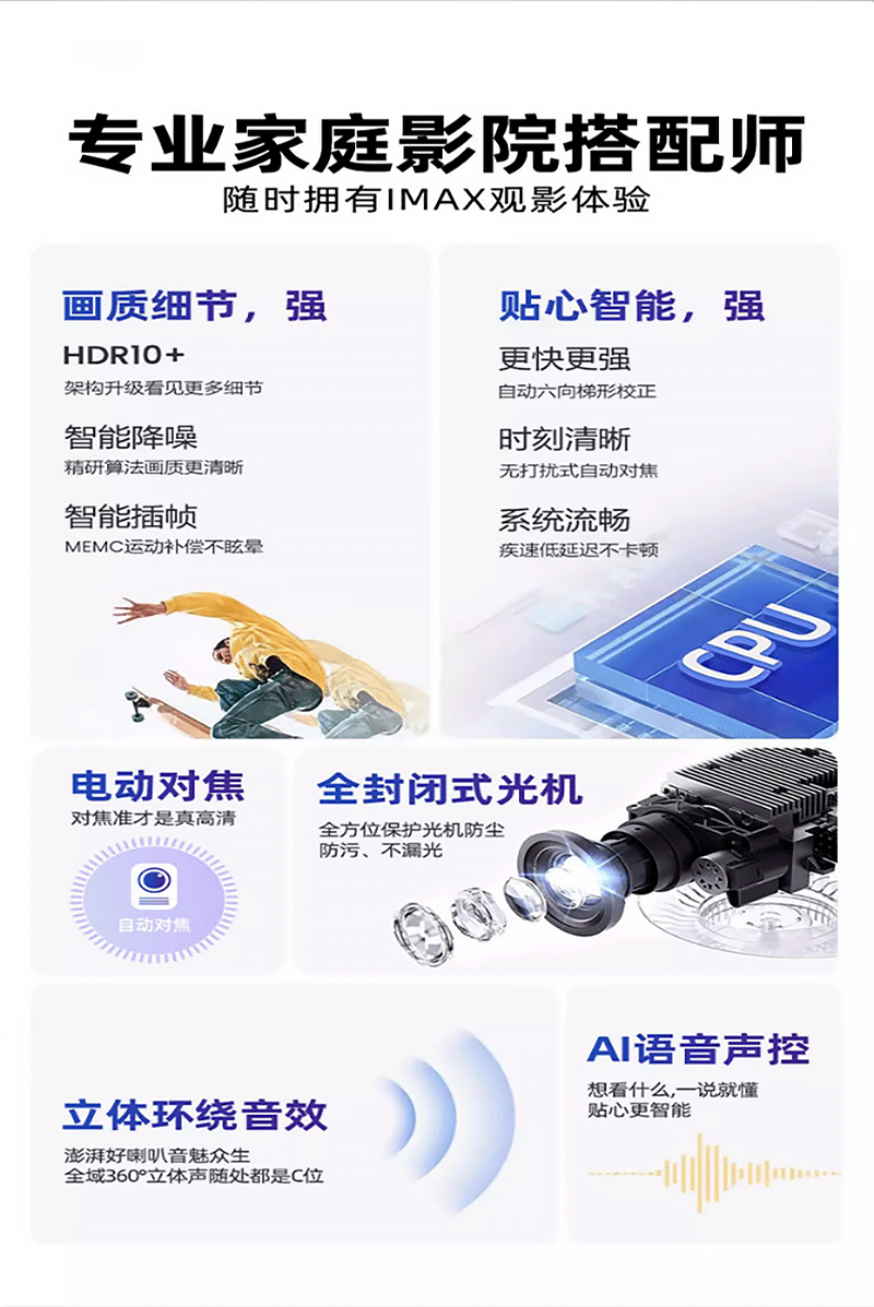 跨境新款TY260家用投影仪家庭影院客厅投墙超清自动对焦投影批发详情3