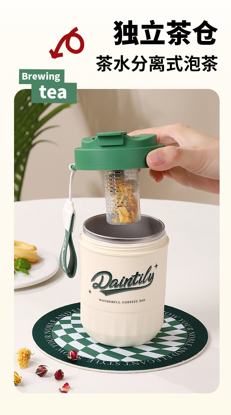 新款咖啡杯创意高颜值外出水杯便携随行杯子三层防烫不锈钢保温杯详情4