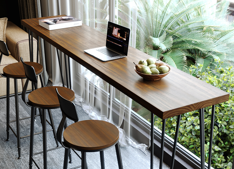 A10L阳台吧台桌长条桌家用靠墙实木休闲高脚桌小吧台窗边沙发侧边详情15