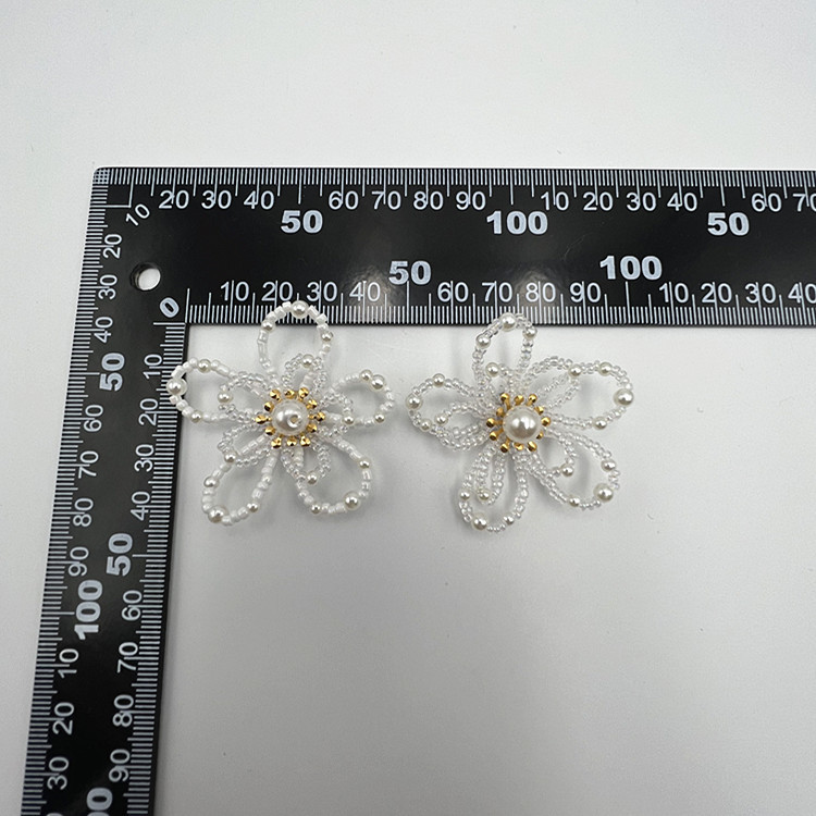 Handmade beaded clothing accessories, three-dimensional double-layer five-petal flower DIY earrings, hairpins, semi-finished accessories pic 2