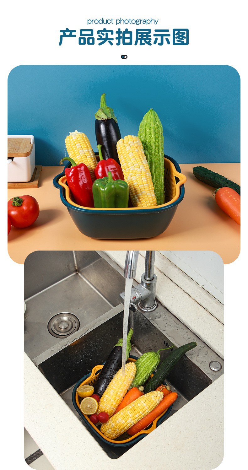 食品级塑料沥水篮厨房沥水篮密封罐滤网碗架北欧风详情16