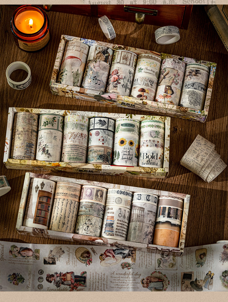 鑫奇新 怀旧记忆系列胶带套盒 18卷入装饰手账胶带和纸不干胶批发详情15